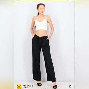 NWT Mango Women's Tie Waist Pants in Black, Size XS